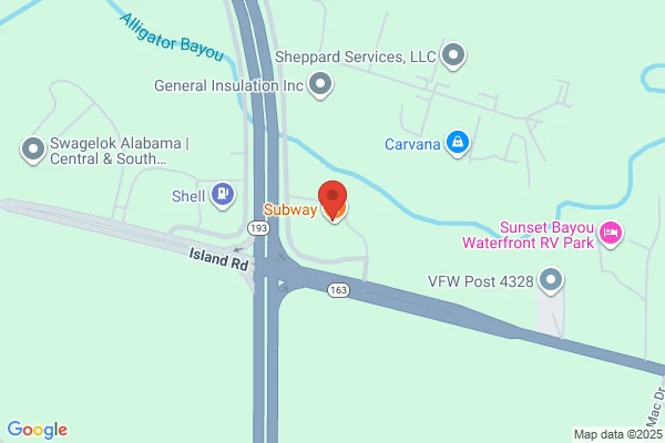 Map showing location at 30.553223, -88.122293