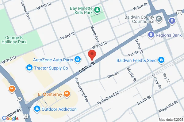 Map showing location at 30.880842, -87.778862