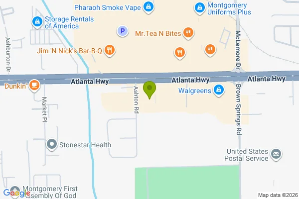 Map showing location at 32.381600, -86.183869