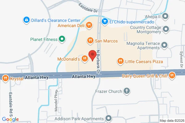 Map showing location at 32.382884, -86.199687