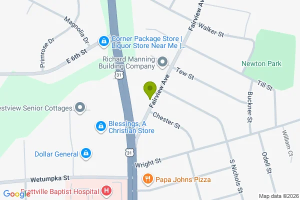 Map showing location at 32.467501, -86.450060