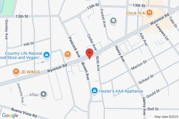 Map showing location at 32.469412, -84.960575