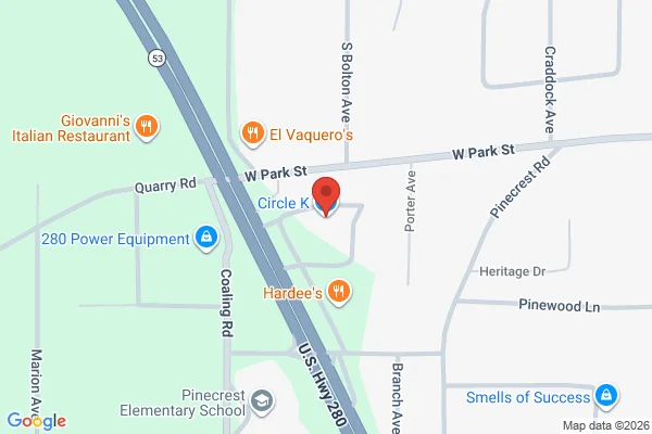 Map showing location at 33.158761, -86.270318