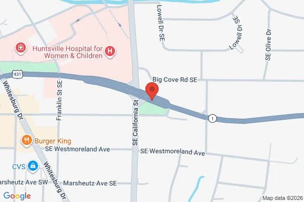 Map showing location at 34.719167, -86.572910