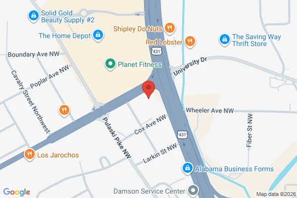 Map showing location at 34.739459, -86.601020